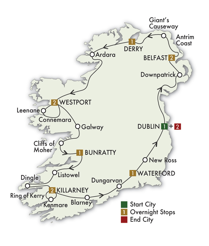 Map for Irish Classic - Dublin/Dublin 2026 (13 Days)