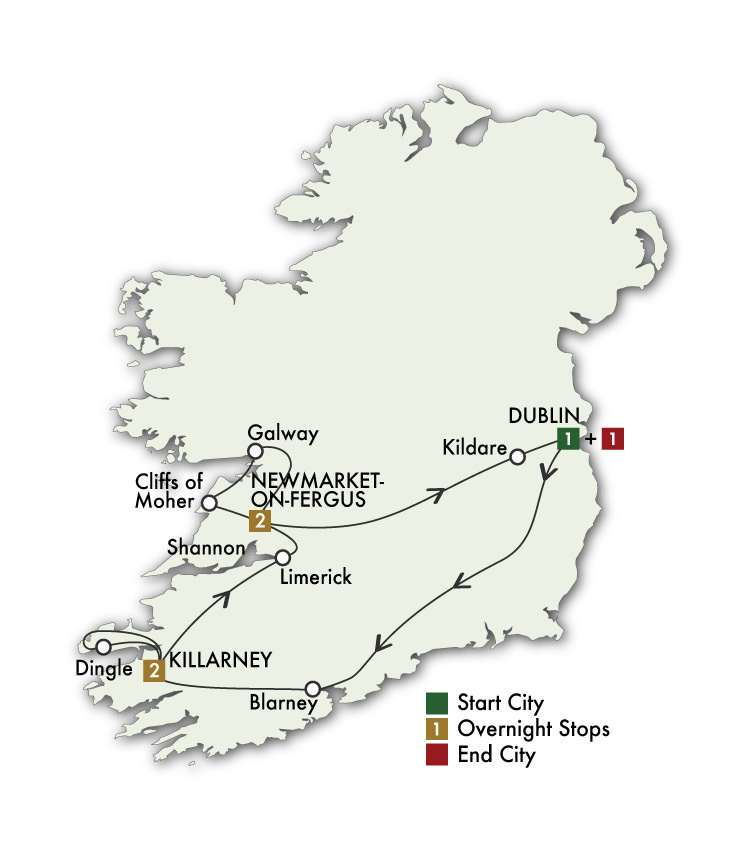 Map for Best of Ireland South - Dublin/Dublin 2026 (7 Days)