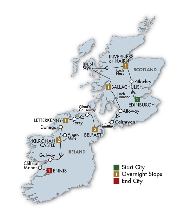 CIE Tours The Scots Irish Tour Edinburgh/Shannon 2021 (11 Days) (72231)