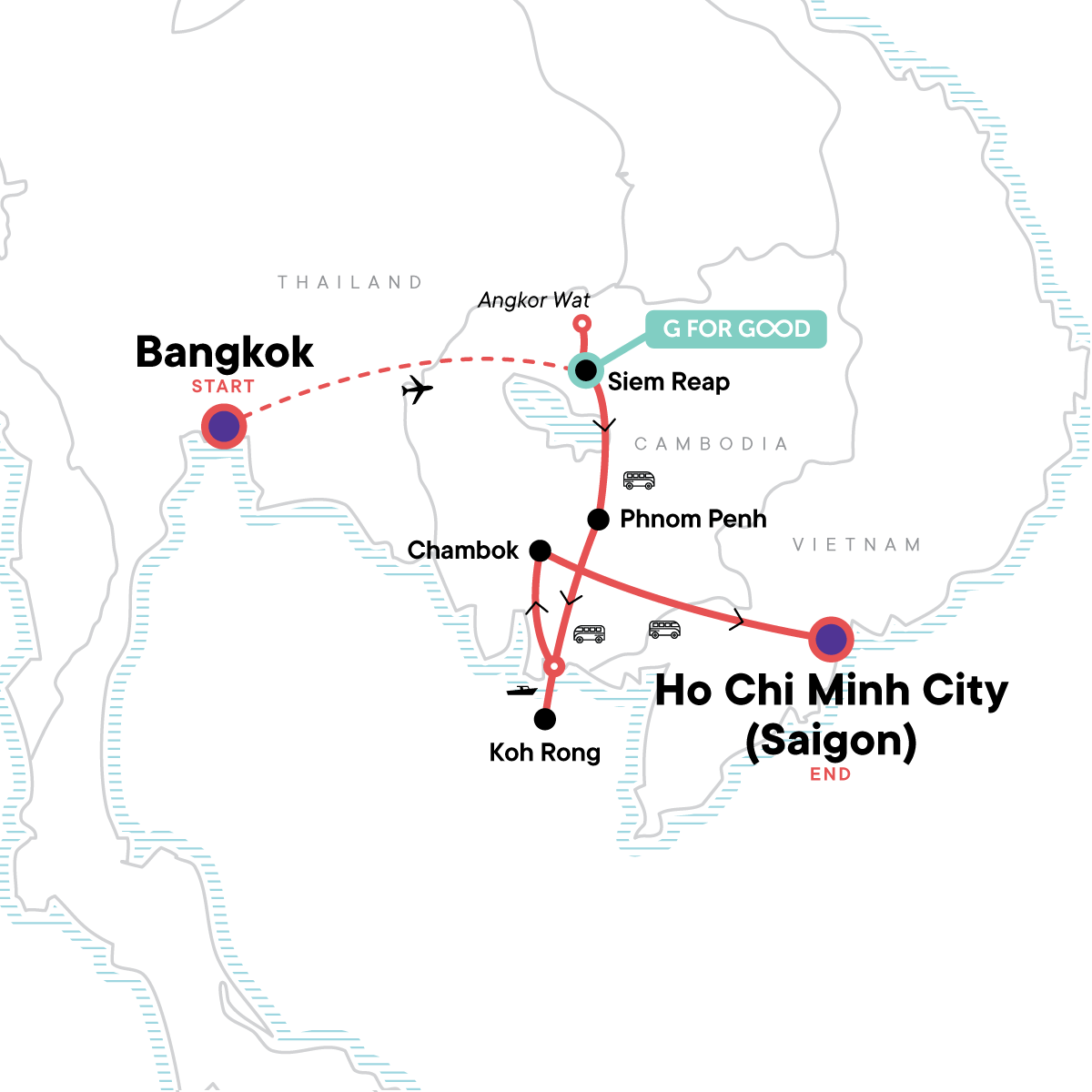 Map for Cambodia: Ancient Ruins & Boat Rides
