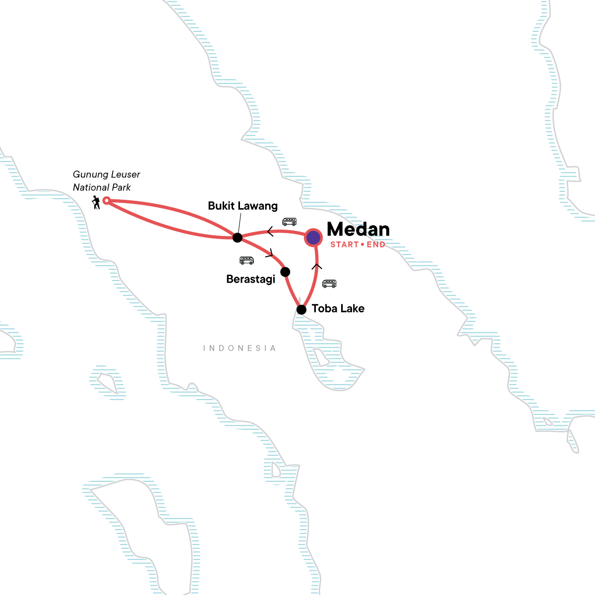 Map for Highlights of Sumatra