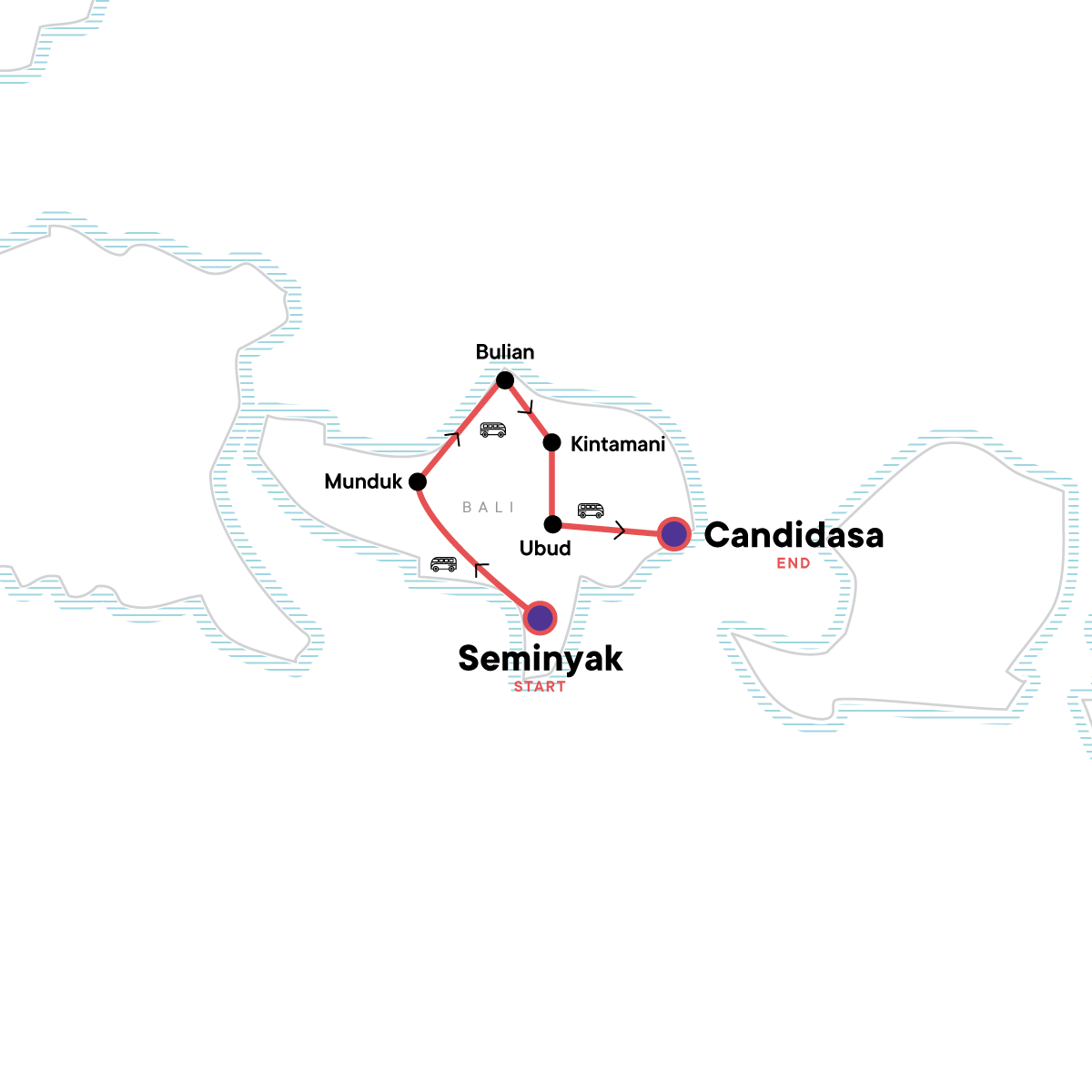 Map for Indonesia: Bali Adventure