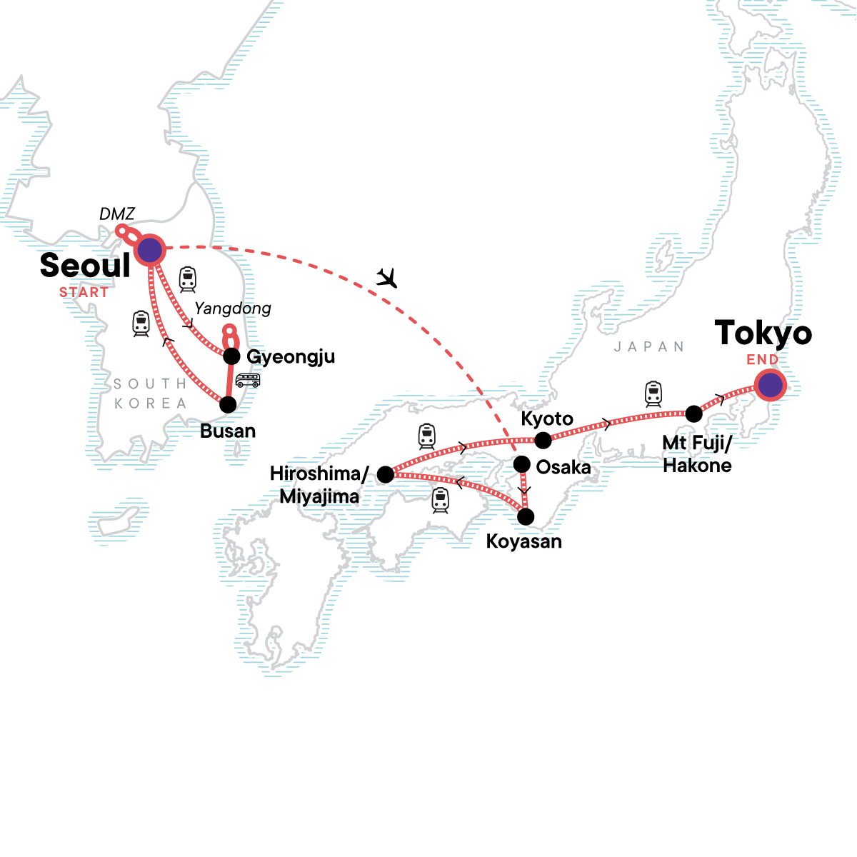 Map for Korea & Japan Encompassed
