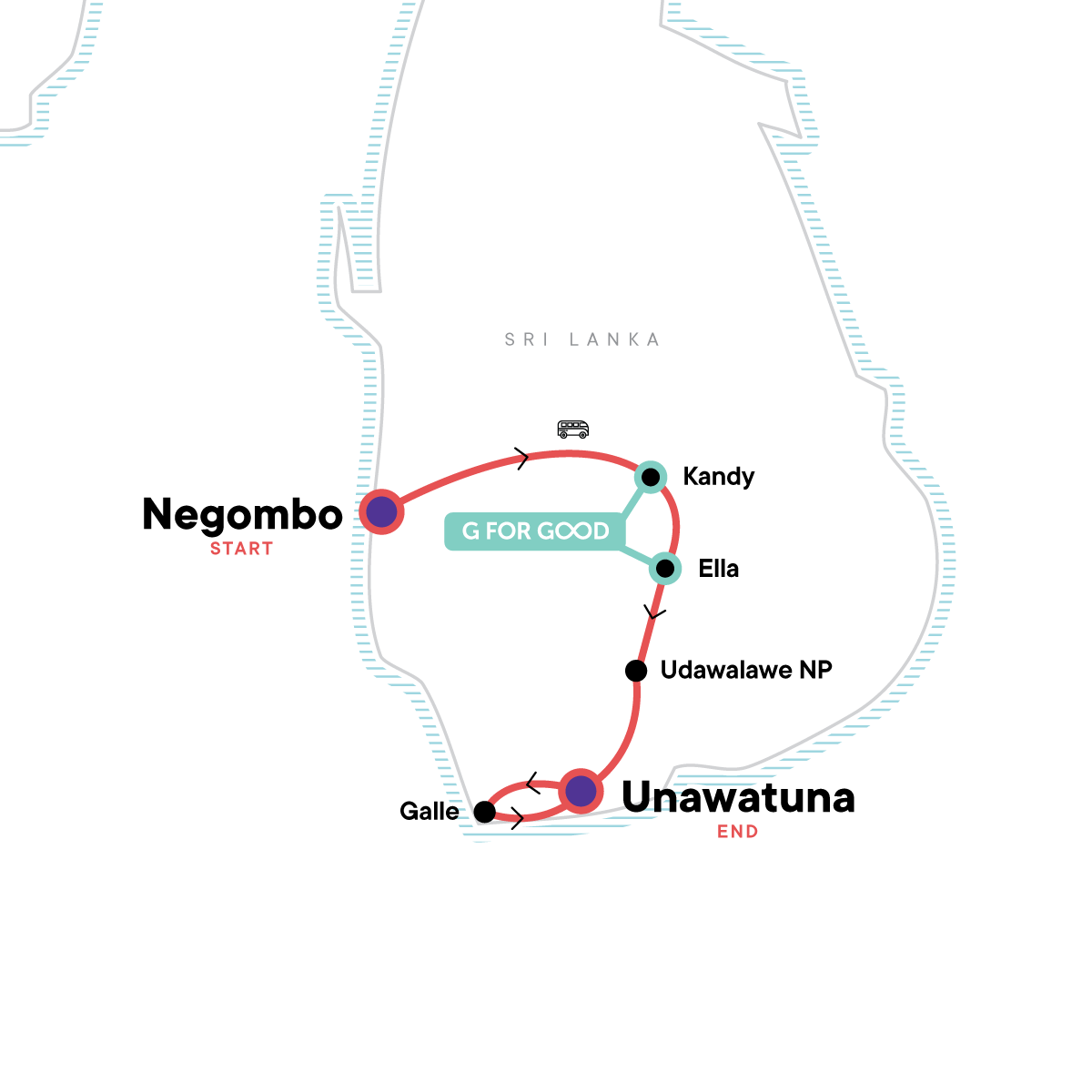 Map for Sri Lanka Express