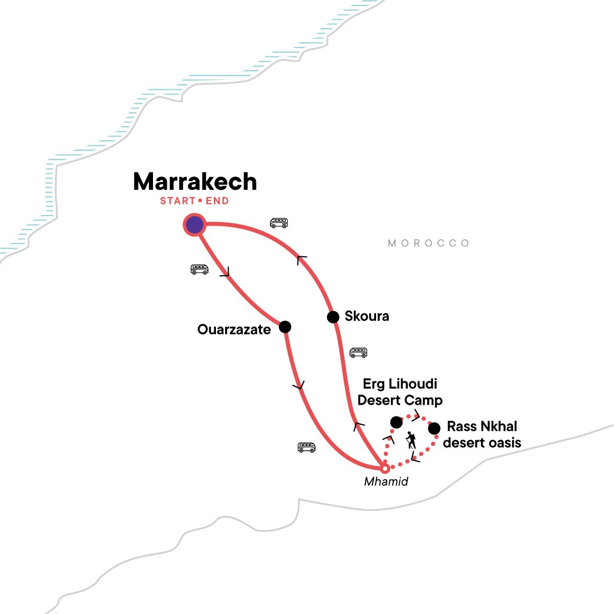 Map for Morocco: Marrakech & The Sahara