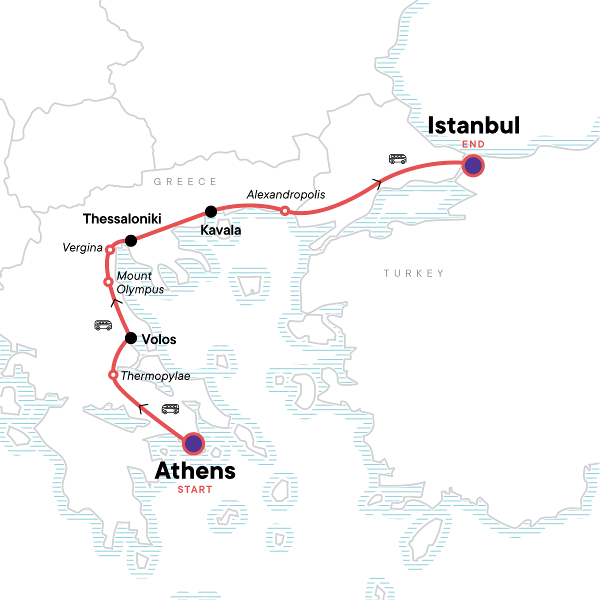 Map for Greece & Turkey: Athens to Istanbul Adventure