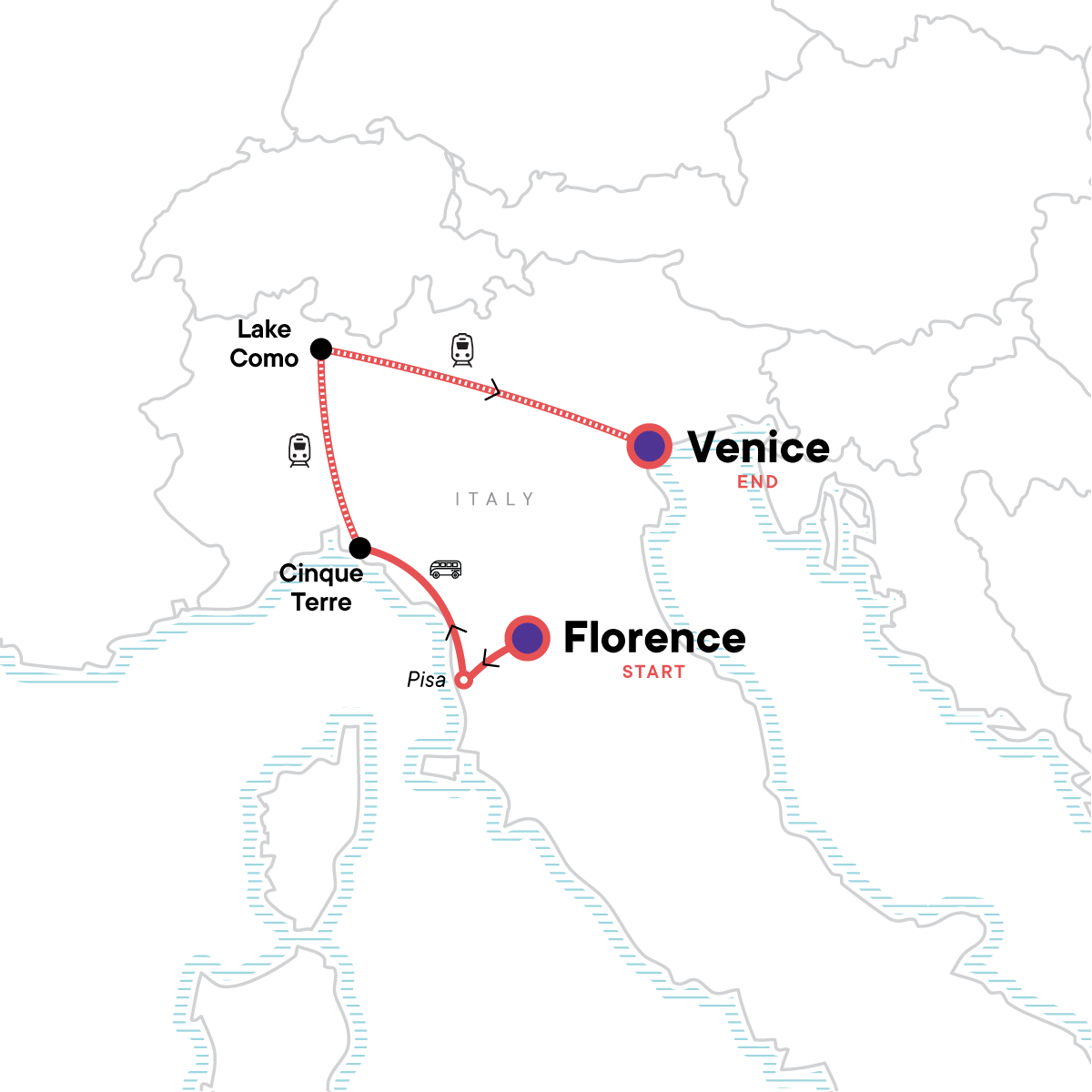 Map for Best of Northern Italy: Florence to Venice