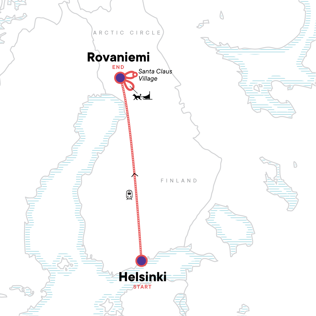 Map for Winter in Finland: Lapland & Northern Lights