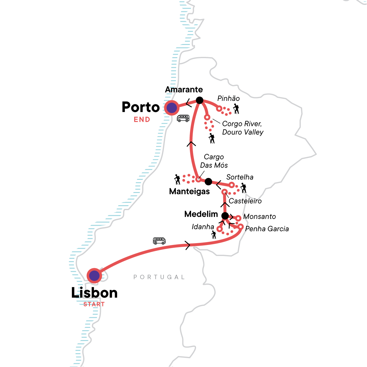 Map for Portugal: Village Walks & the Douro Valley