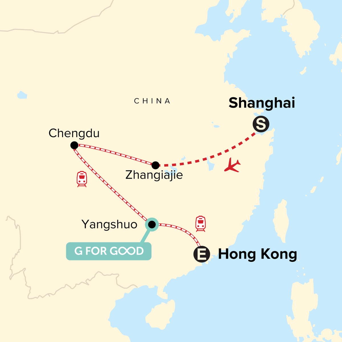 Map for Journeys: Pandas & the Peaks of Zhangjiajie