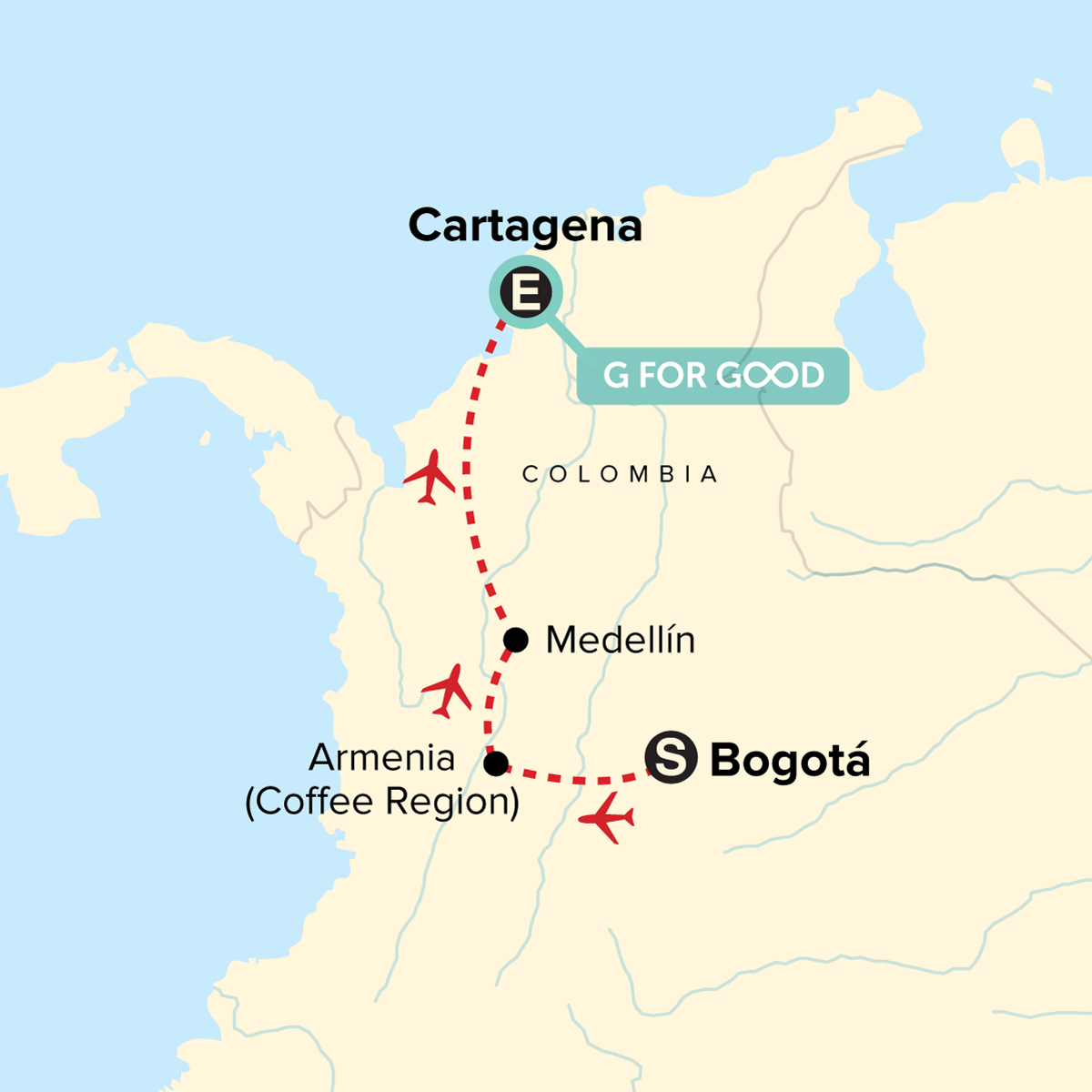 Map for Journeys: Explore Colombia