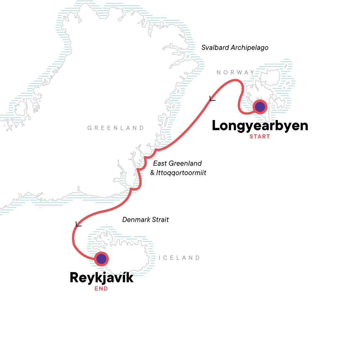 Map for Arctic Highlights Southbound