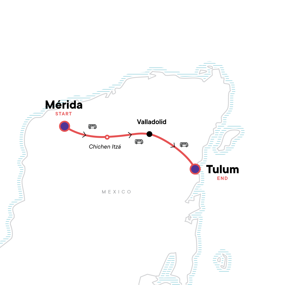 Map for Yucatan Adventure: Merida, Tulum & Jungle Swims