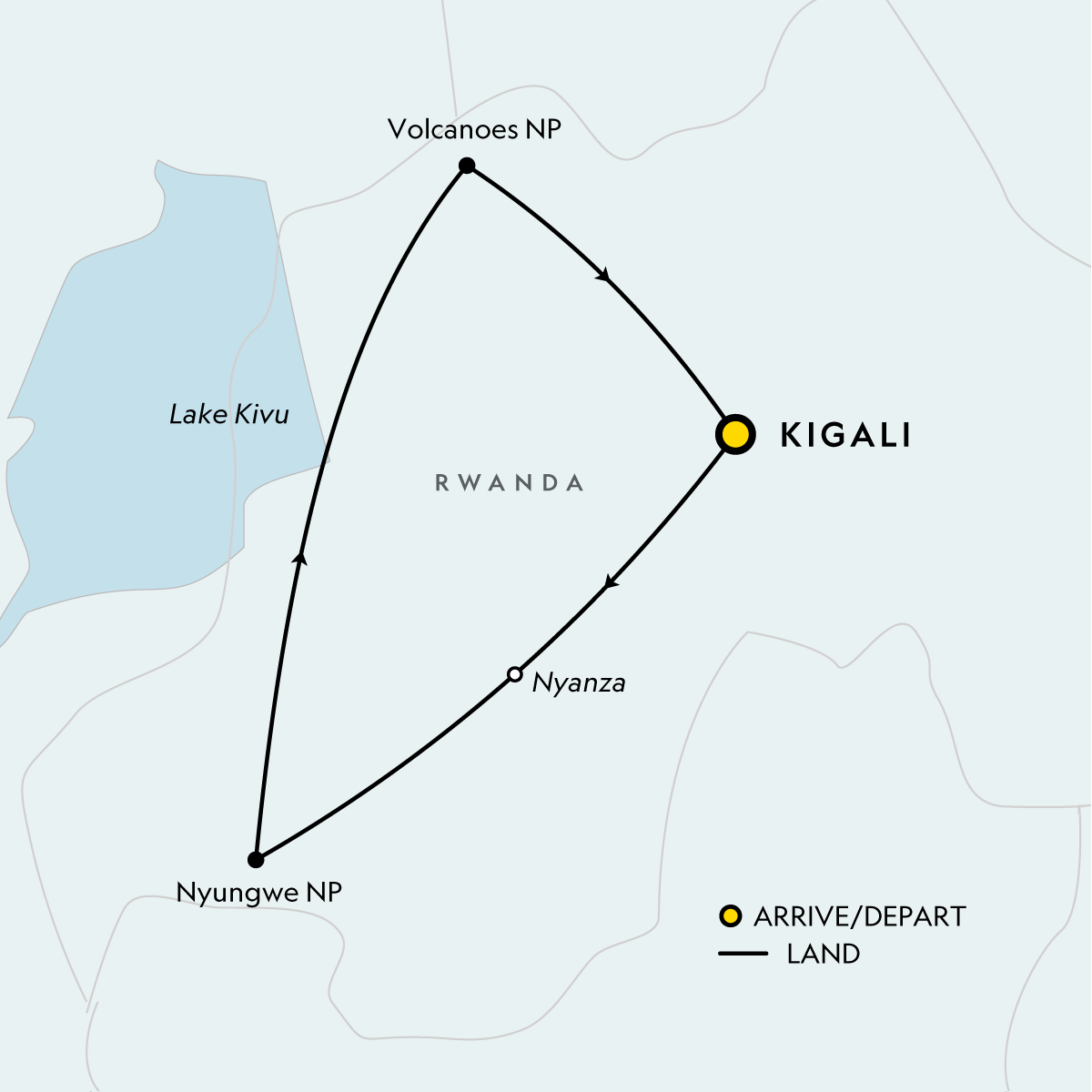 Signature: Rwanda's Primate Kingdoms route map