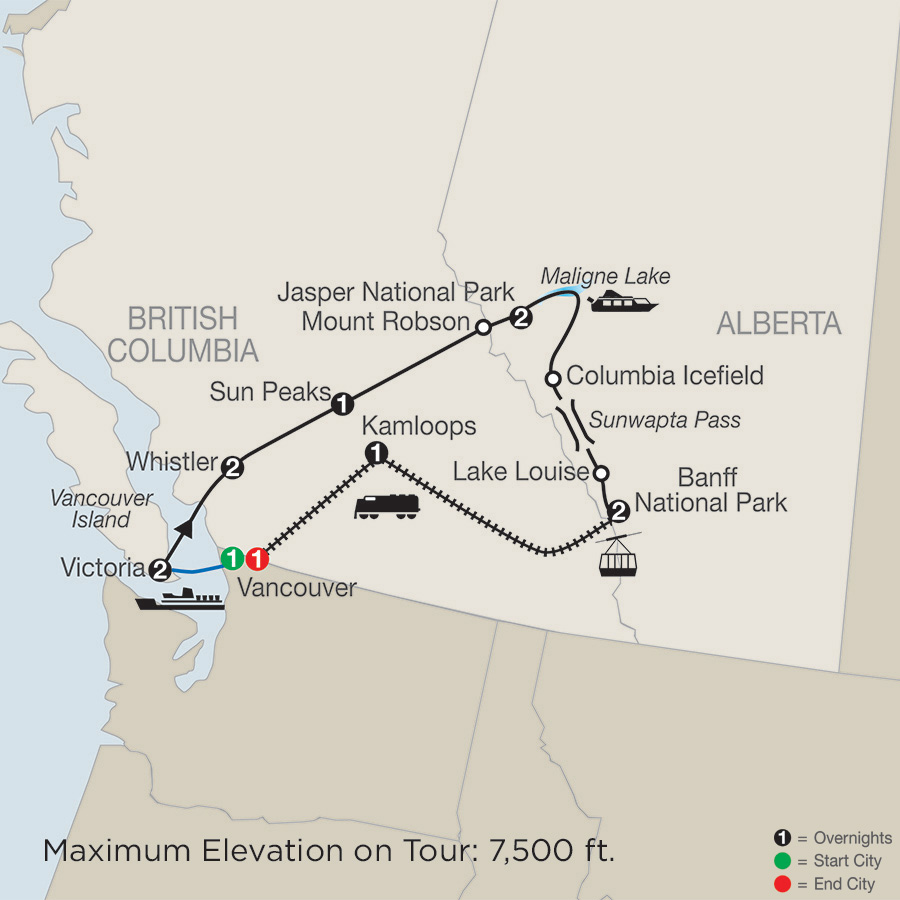 Majestic Rockies with the Rocky Mountaineer 2019 13 days from