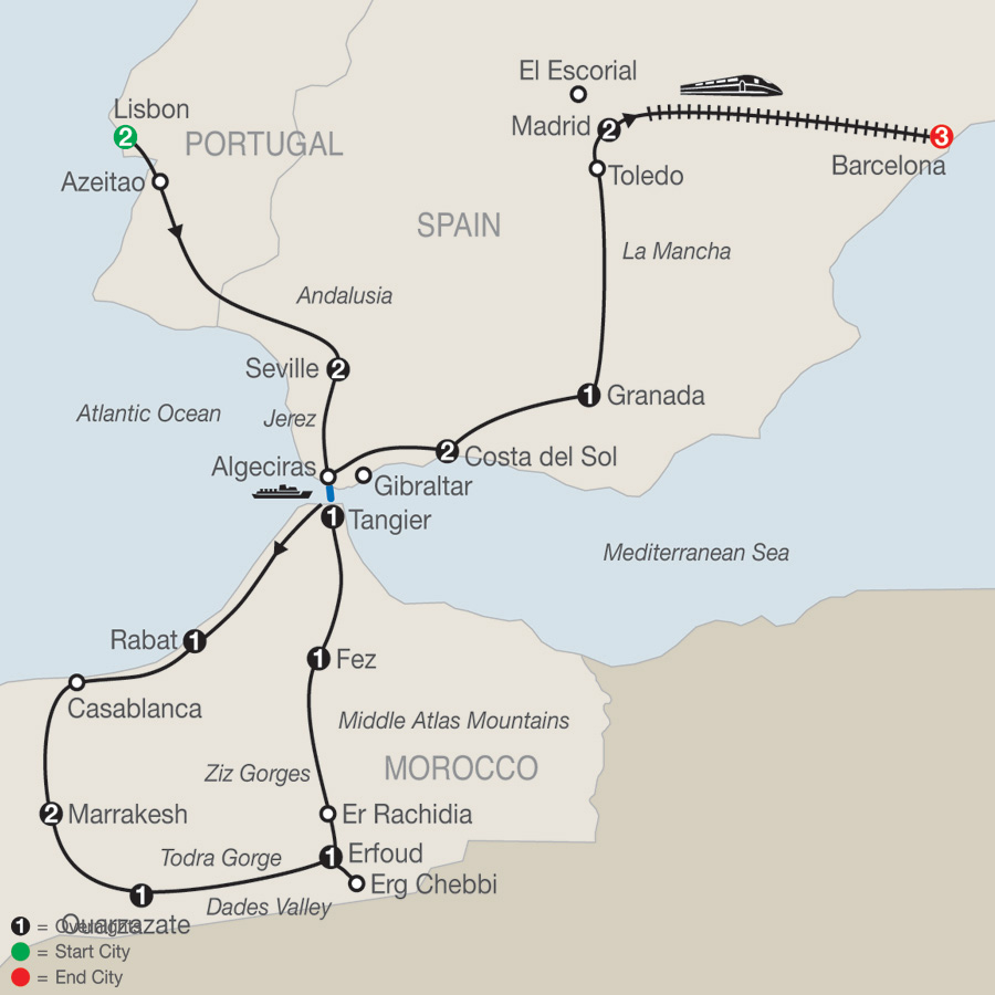 Spain, Portugal & Morocco with Barcelona 2019 - 20 days from Lisbon to ...