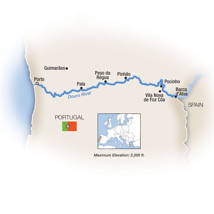 Map for Villages and Vintages: Cruising the Douro River Valley