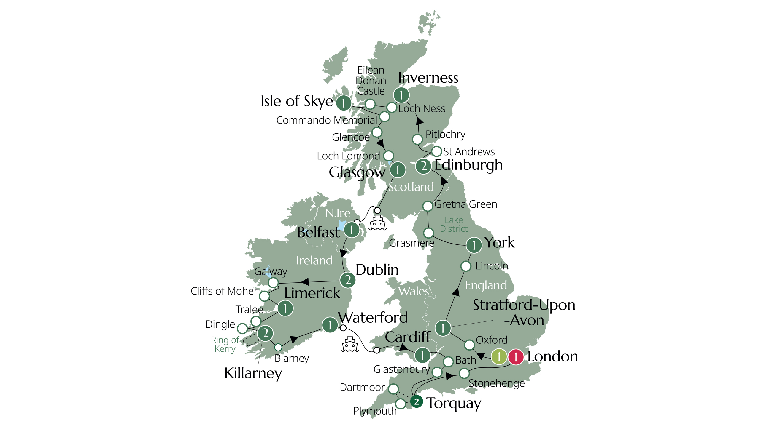 Map for Romantic Britain & Ireland - Classic Group