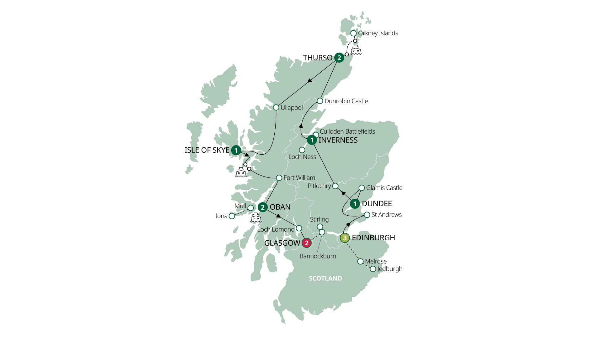 Map for Scotland's Highlands, Islands and Cities