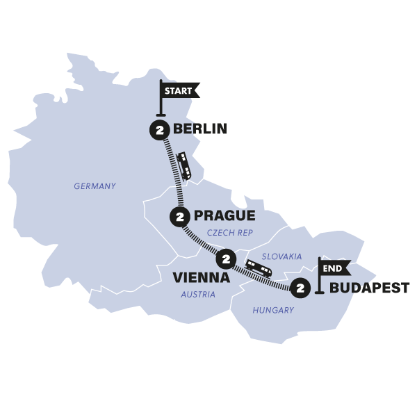 Map for Berlin to Budapest by Train | | 2026