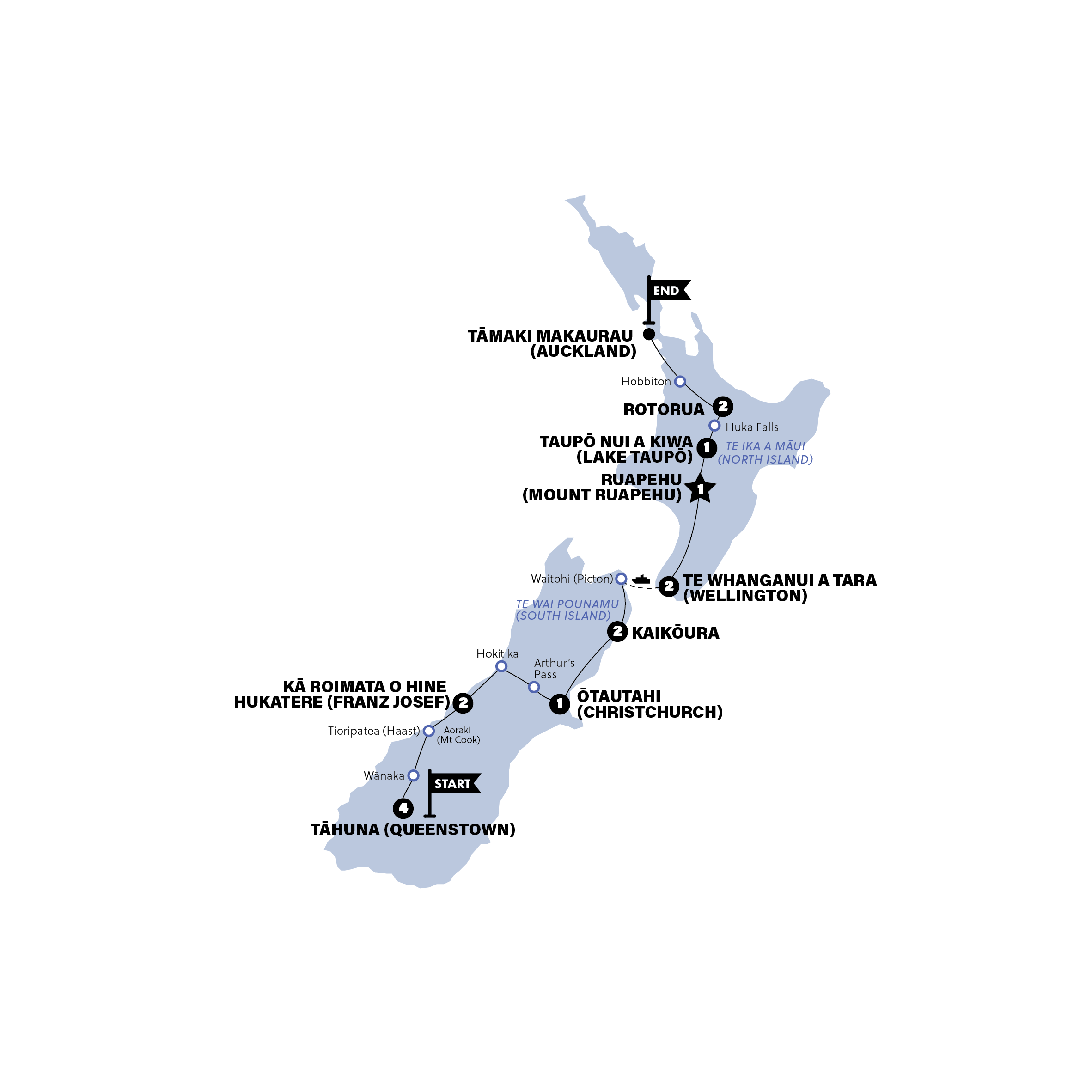 Map for New Zealand Panorama | Northbound | Oct 2026 - May 2027