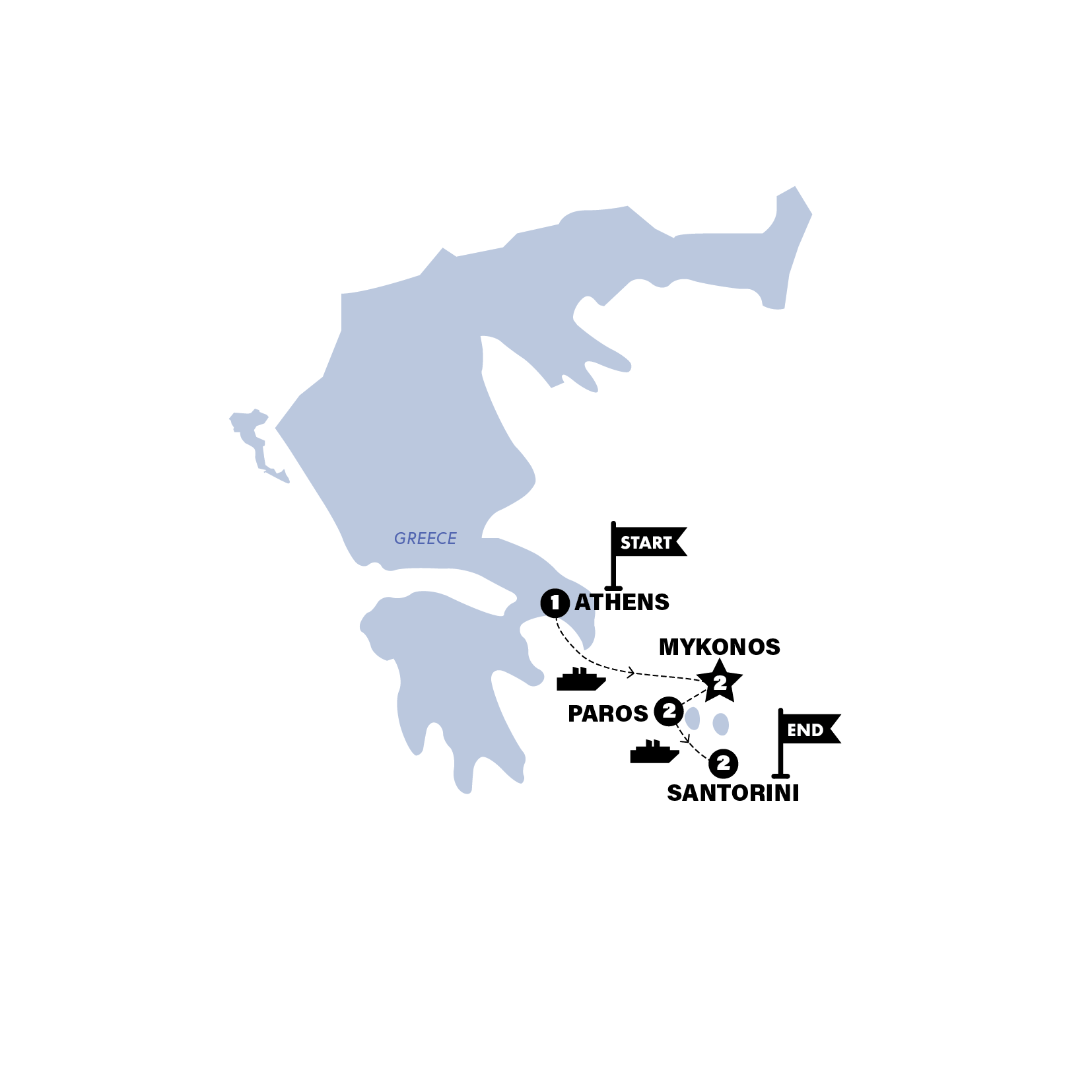 Map for Athens to Santorini Island Hopping Plus 35 to 45 | | 2027