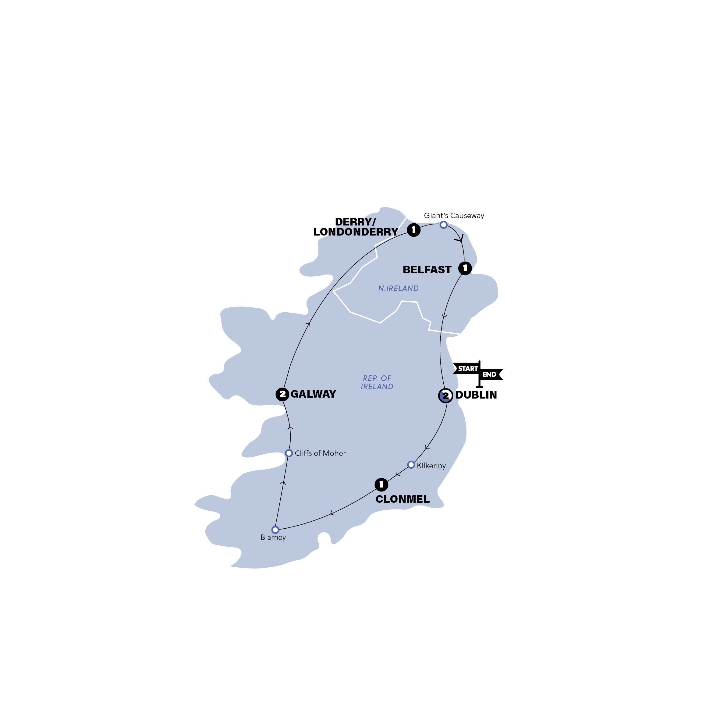 Map for Ireland in a Week 35 to 45