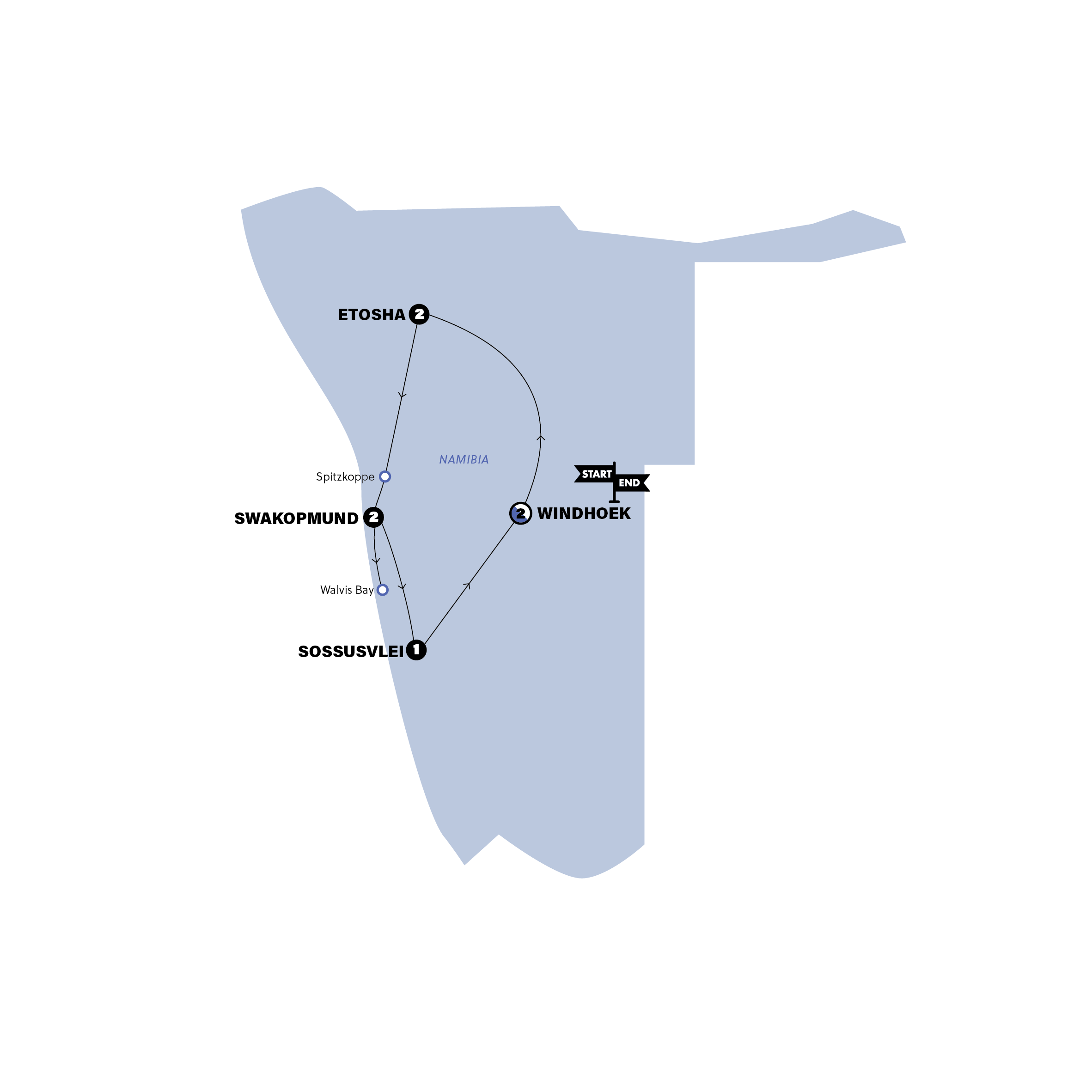 Map for Nomadic Namibia 35 to 45 | 2026