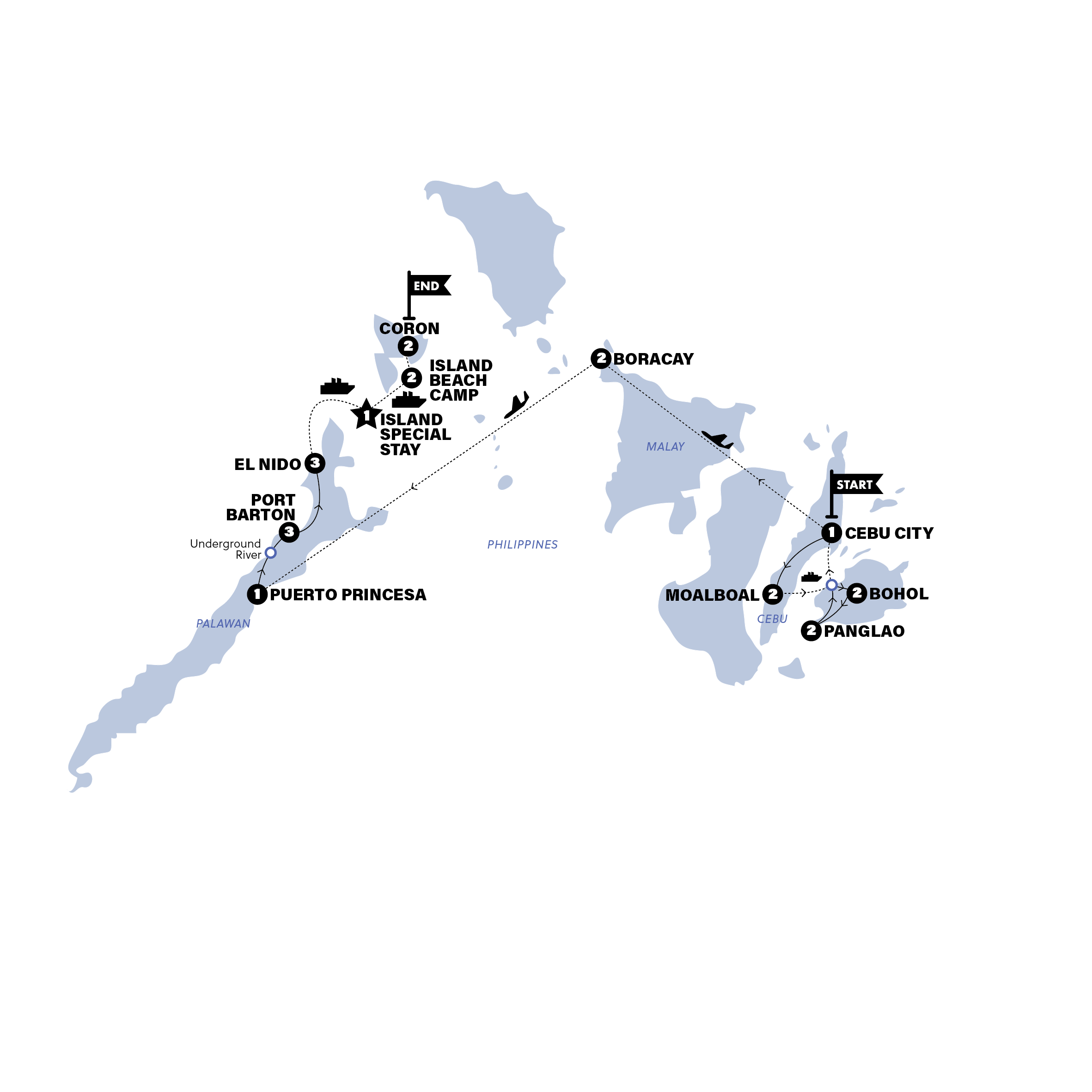 Map for Ultimate Philippines Island Hopping | With Boat Expedition | 2026-2027