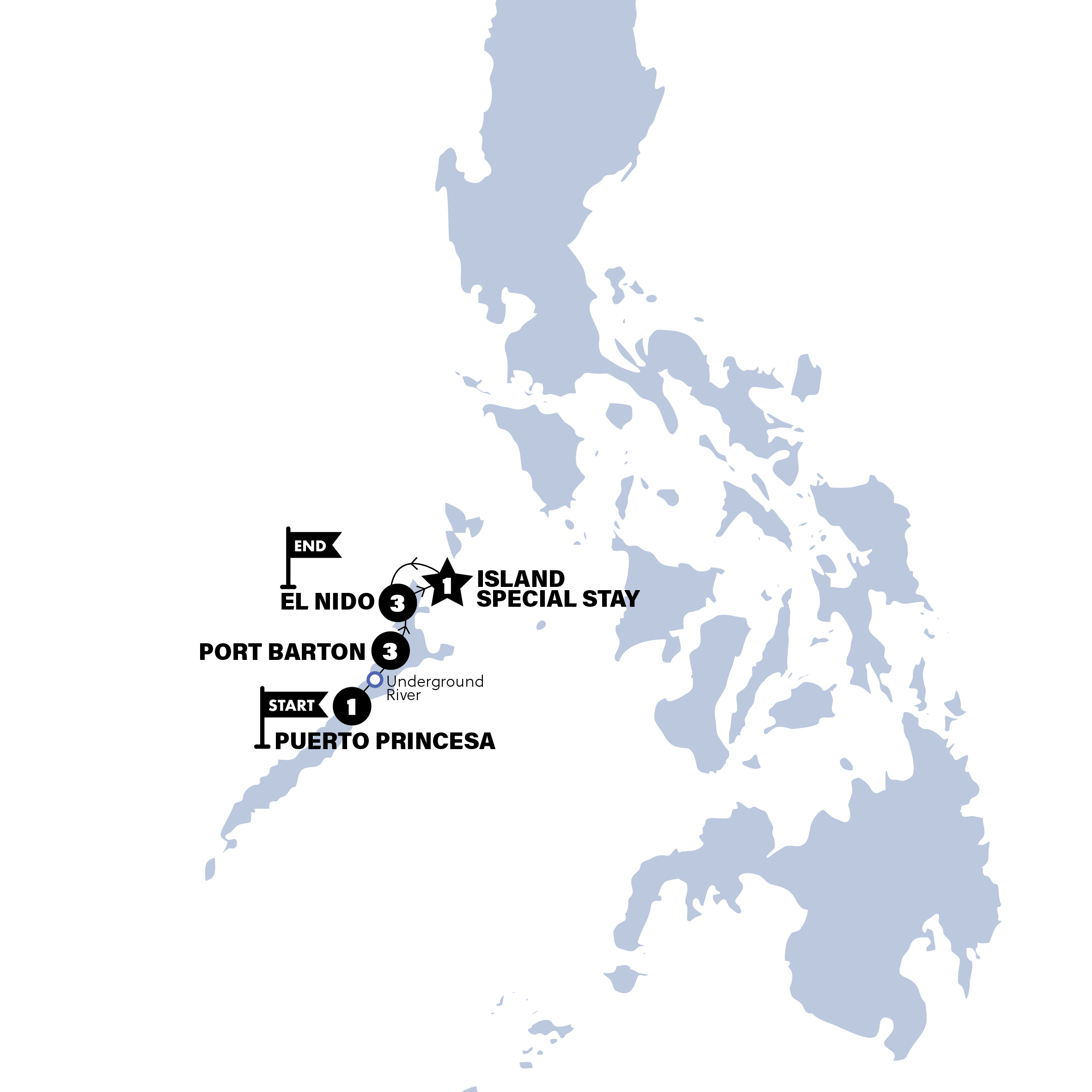 Map for Philippines Island Hopping West