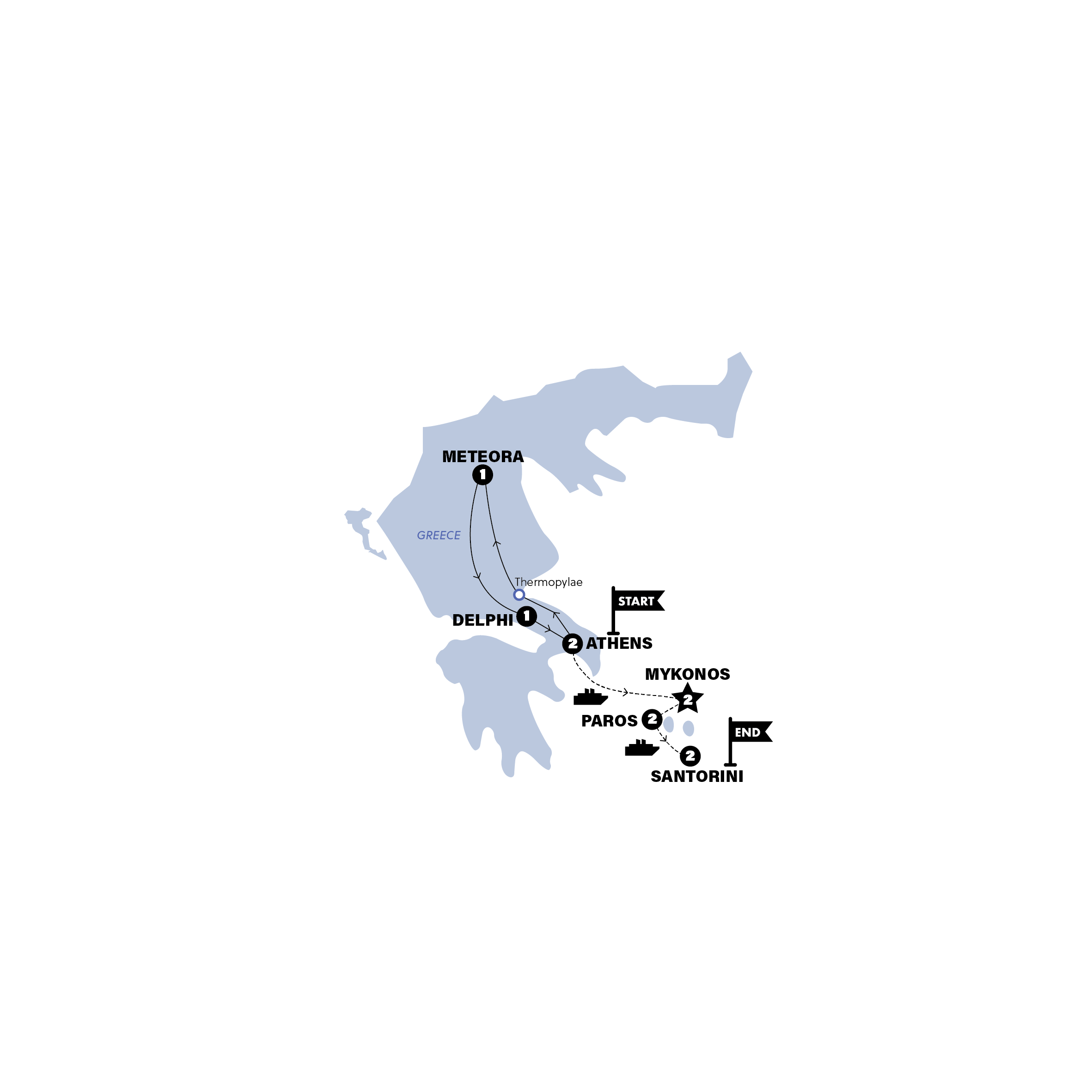 Map for Highlights of Greece | 2026