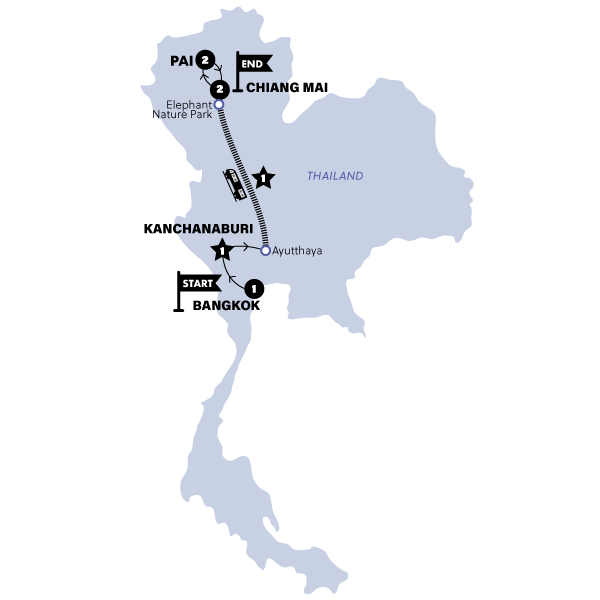 Map for Northern Thai Highlights | 2027/2028