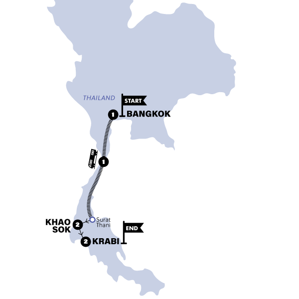 Map for Southern Thai Highlights