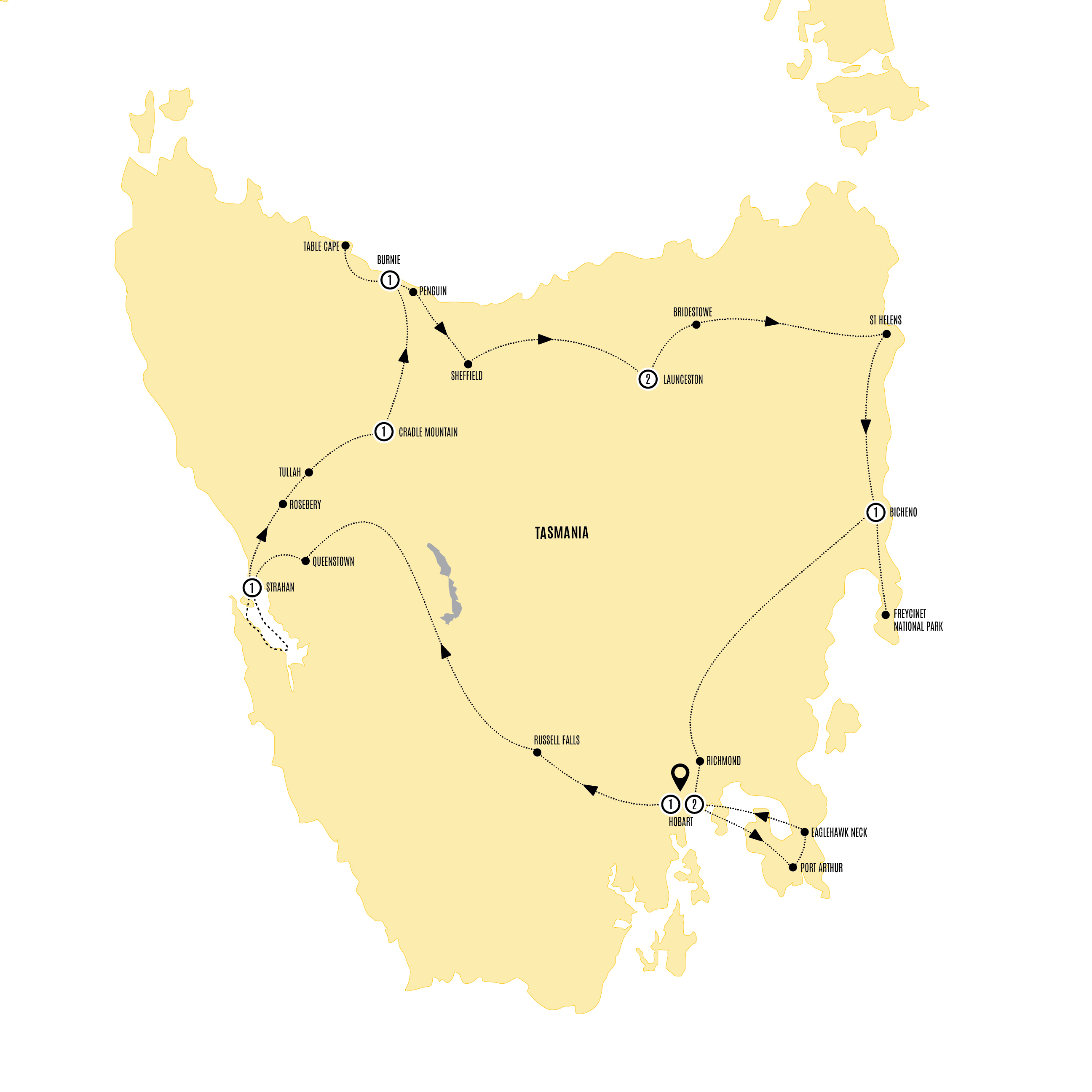 Map for Tasmanian Wonders