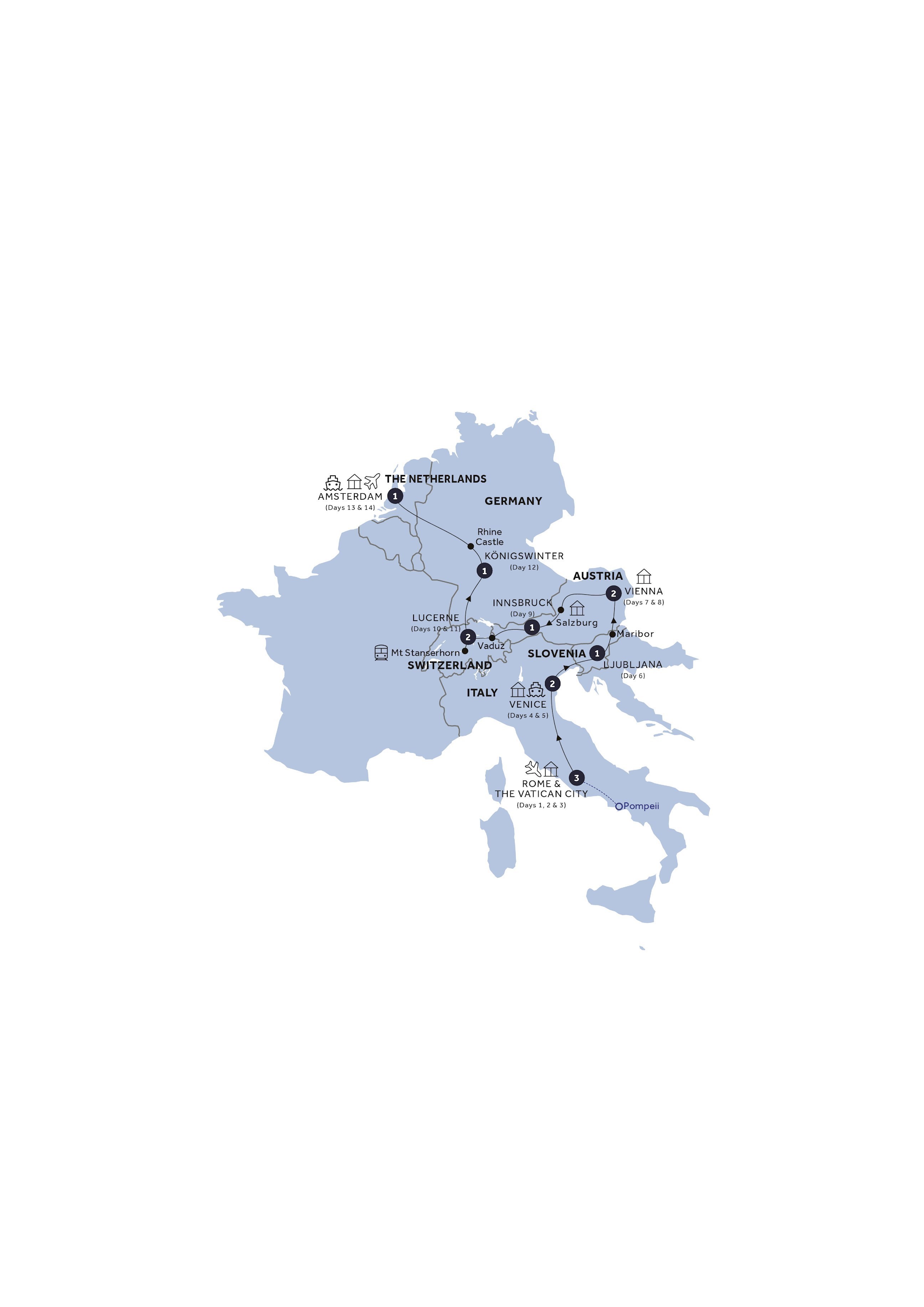 Map for Splendid Europe - End Amsterdam, Classic Group