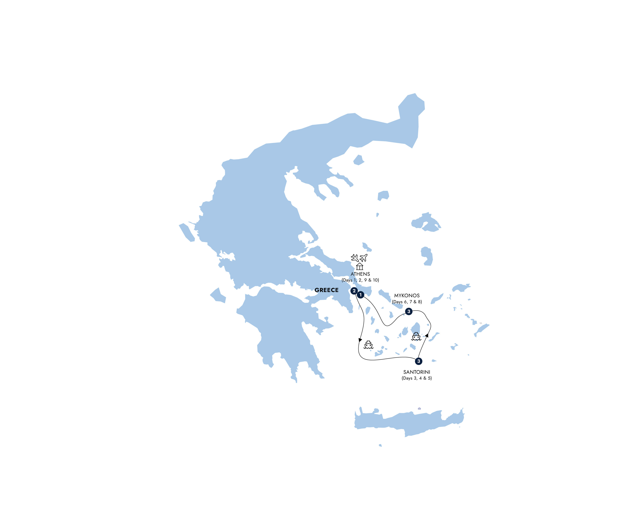 Map for Greek Island Hopper - Small Group