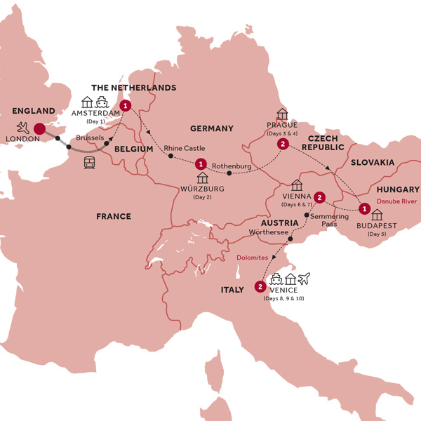 Itinerary map of European Rhapsody (Summer 2019)