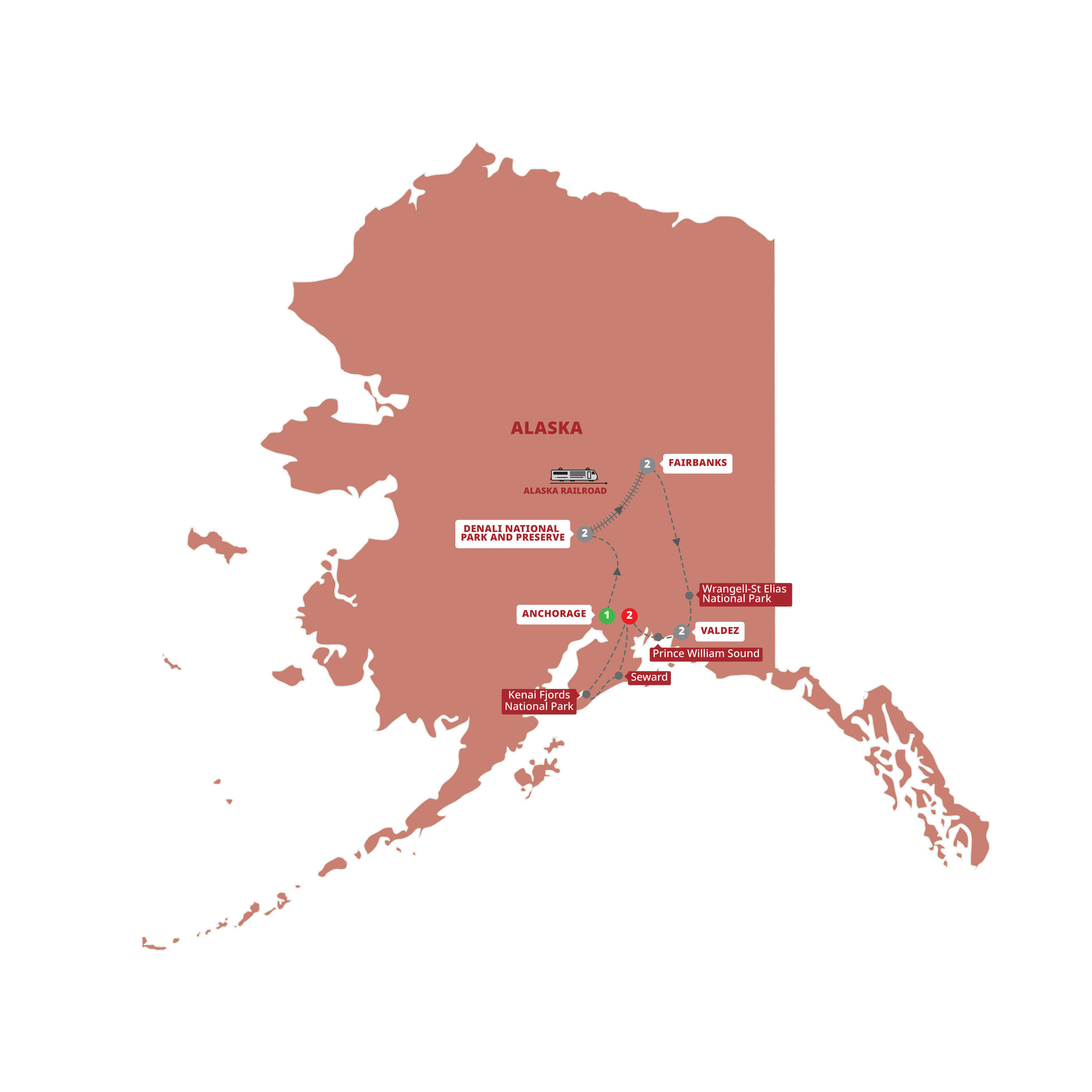 Map for Majestic Alaska