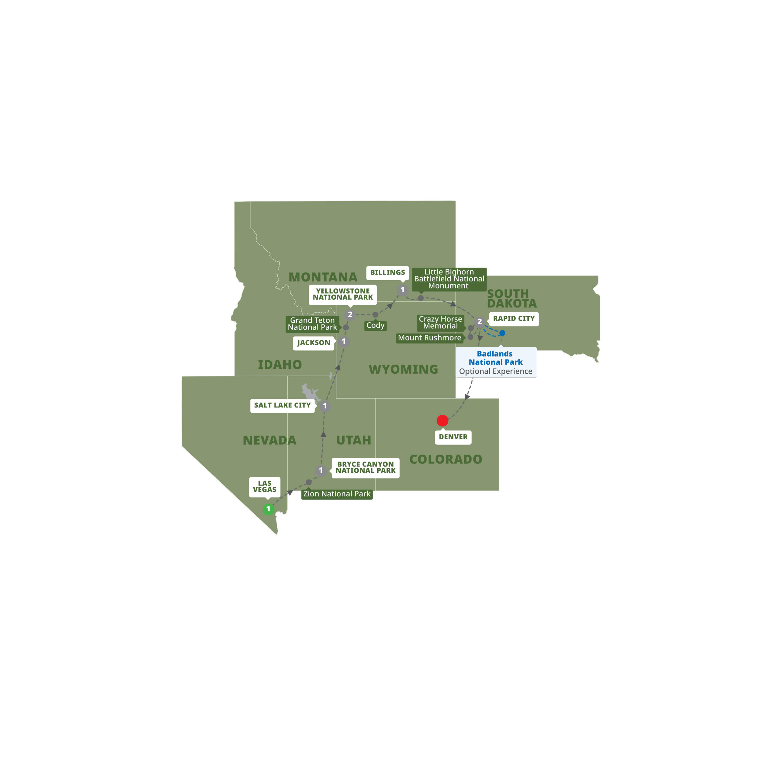 Map for Western Frontiers End Denver