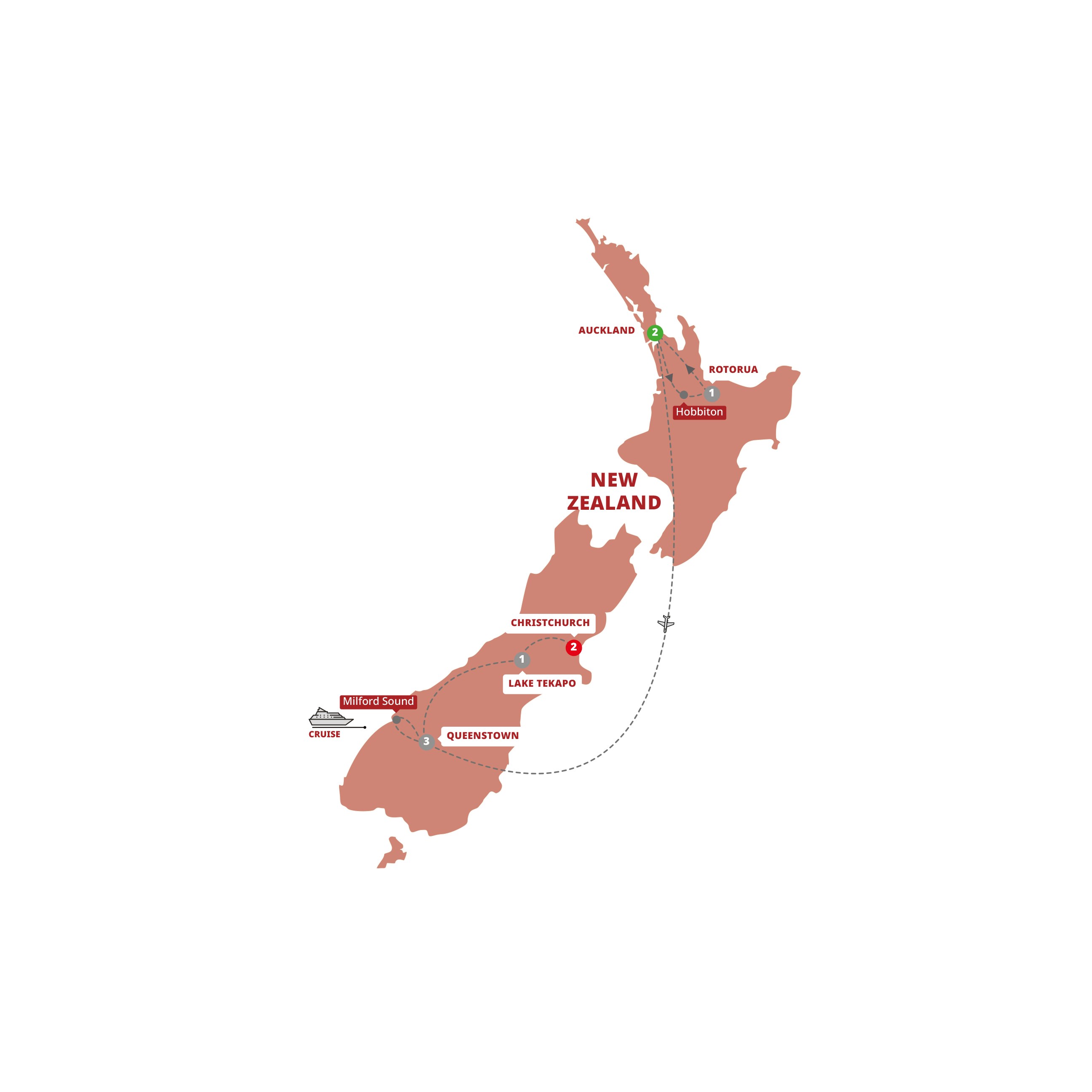 Map for Contrasts of New Zealand
