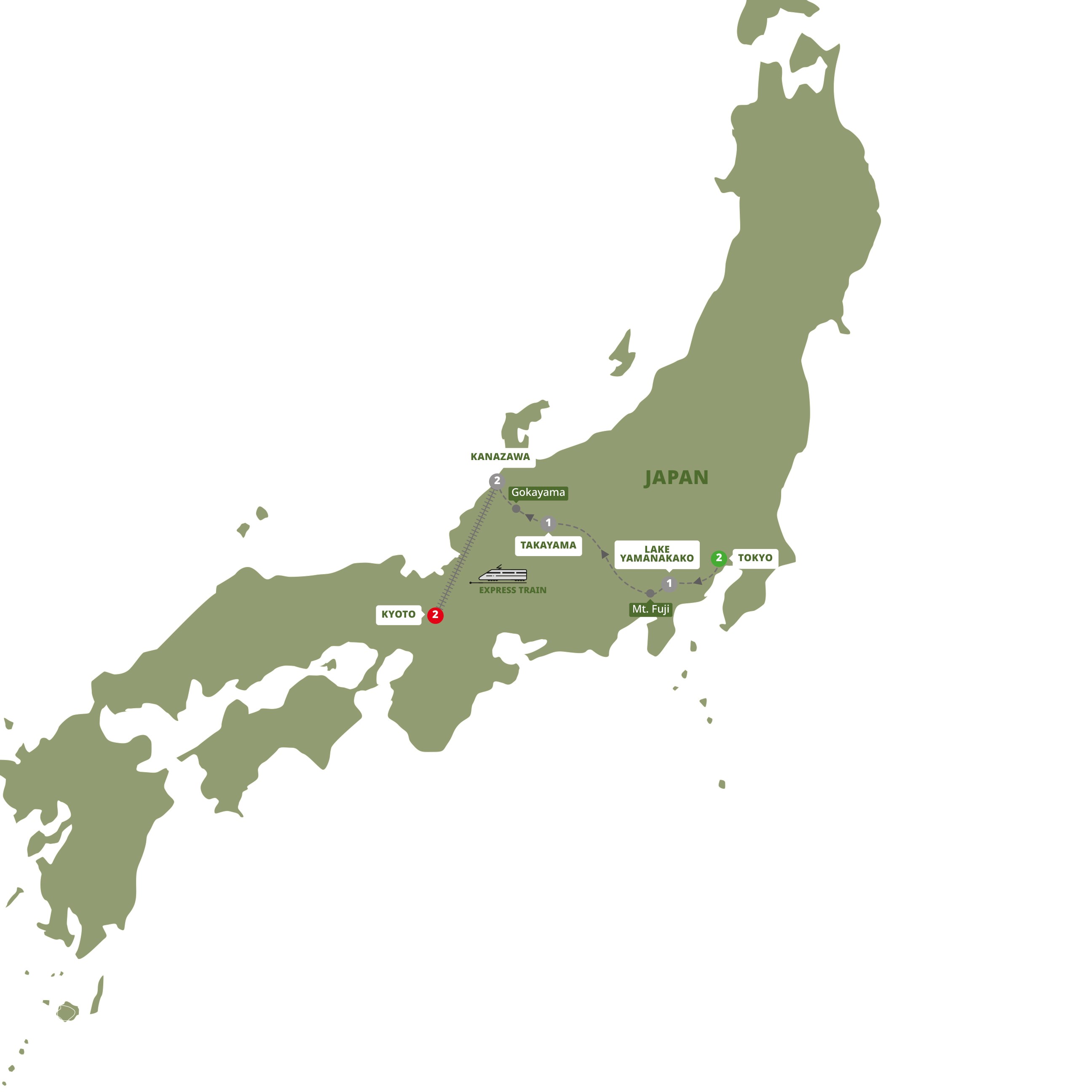Map for Splendors of Japan