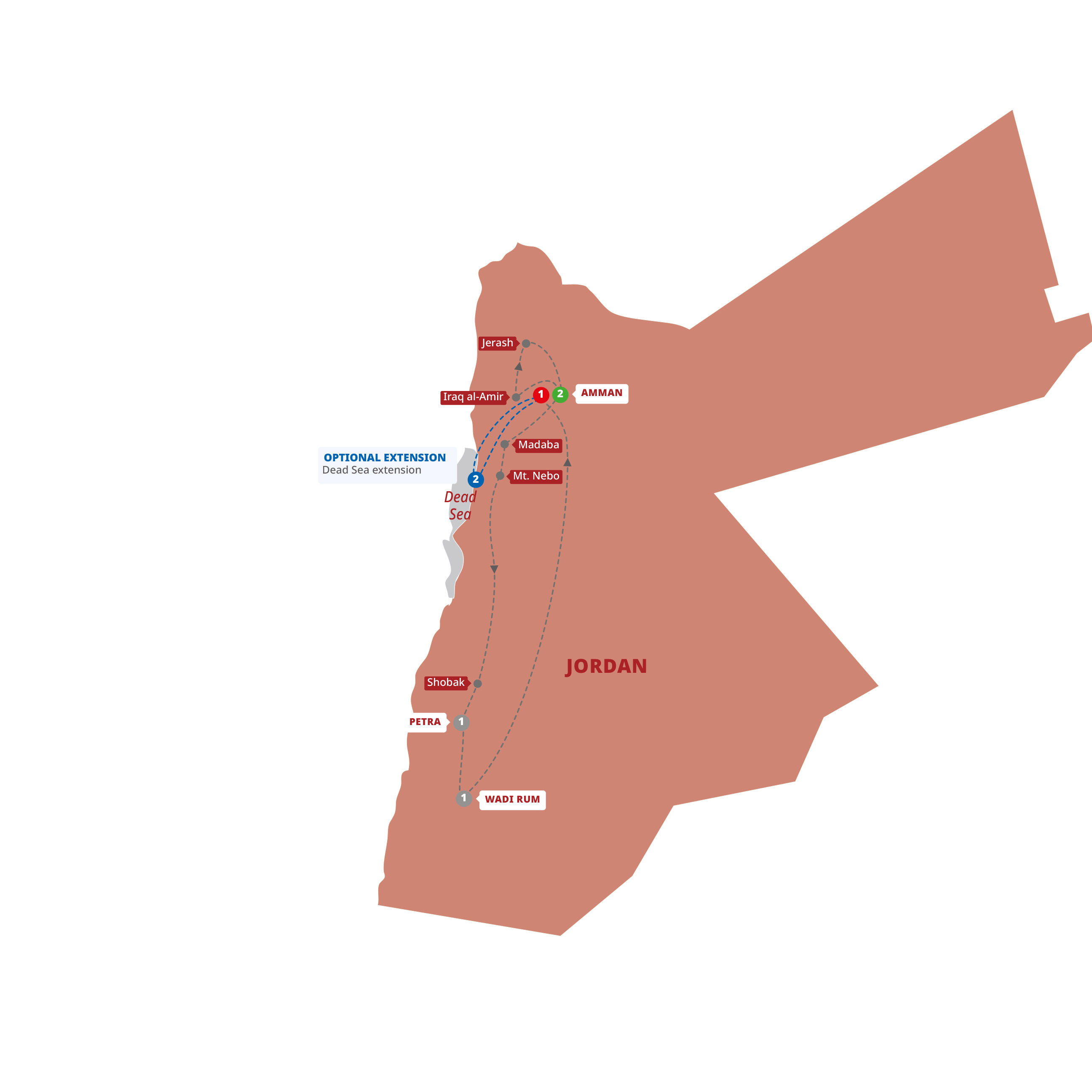 Map for Jordan Experience